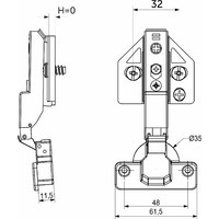 Петля полунакладная 08 h0 с 3D-регул, с доводчиком, с накладками, clipon AKS PLUS 66237