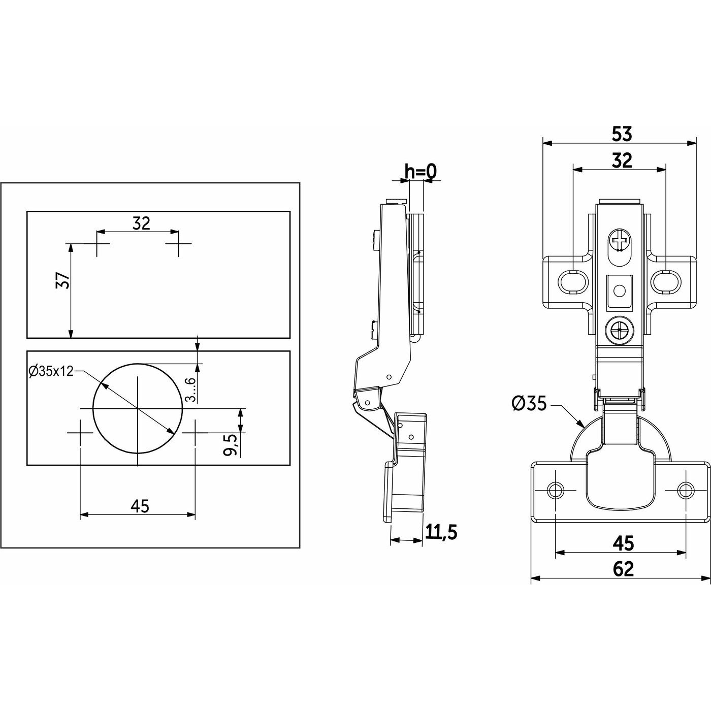 Петля полунакладная 08 с доводчиком H0 + clipon AKS LIGHT 74161 (новый код 118847)