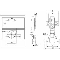 Петля полунакладная 08 с доводчиком H0 + clipon AKS LIGHT 74161 (новый код 118847)