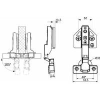 Петля полунакладная 08 H3 с 3D-регулировкой, с доводчиком, с накладками, clipon AKS PLUS 91919