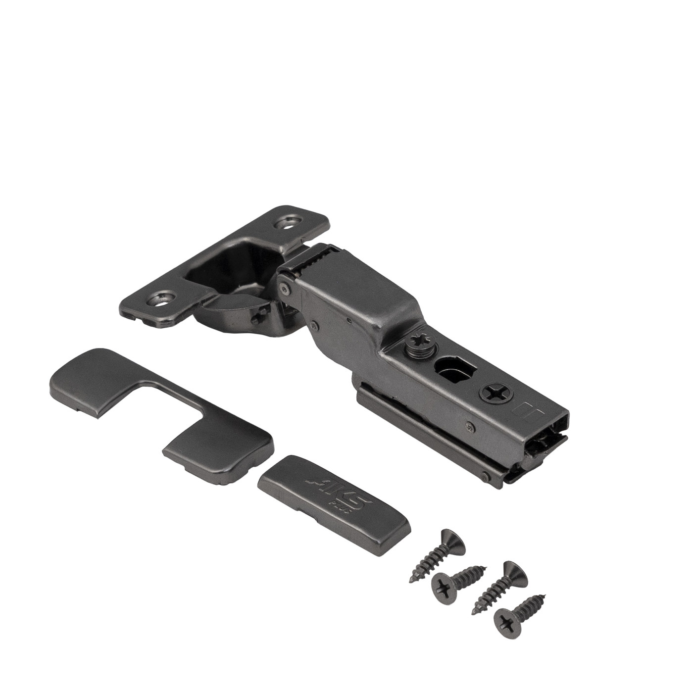 Петля полунакладная 08 с дов-ом 45мм,h0 clip-on 3D BLACK узкая планка(накладка+шурупы)AKS PLUS 80556