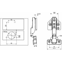 Петля 3Dгидрав.полунакладная 08, 45мм с крепл.Н-0, накладка, шурупы, clip-on AKS PLUS 89950