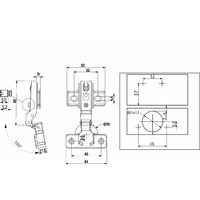 Петля полунакладная с пружиной 48мм h0 slide-on AKS LIGHT 103576