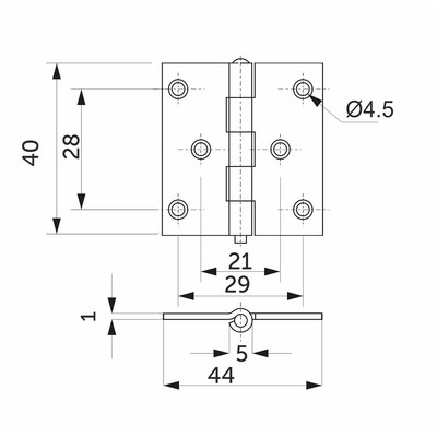 Петля карточная  40*40, белый цинк AKS  60933