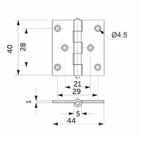 Петля карточная  40*40, белый цинк AKS  60933