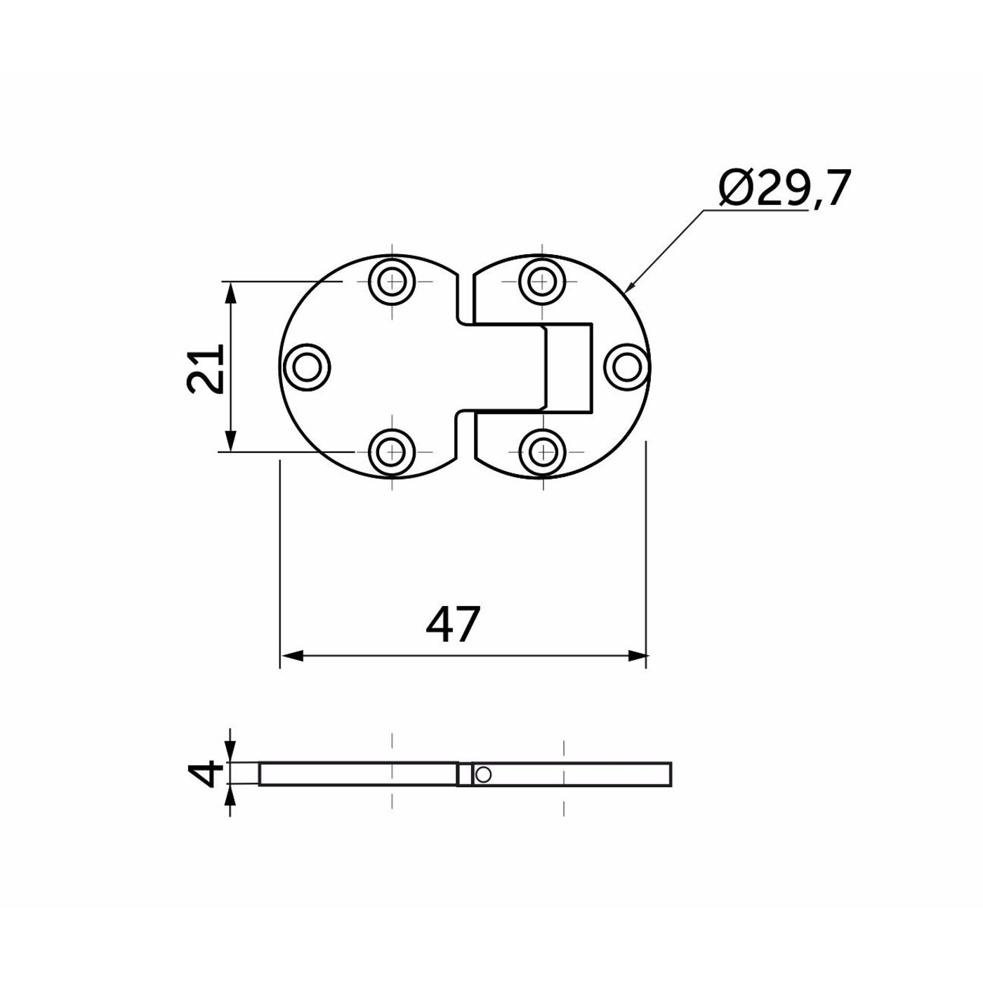 Петля барная металлическая плоская, металл/металл AKS  38603