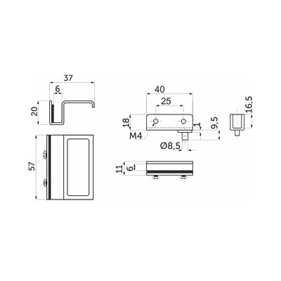 Петля для стекла хром (ZS90) AKS 11192