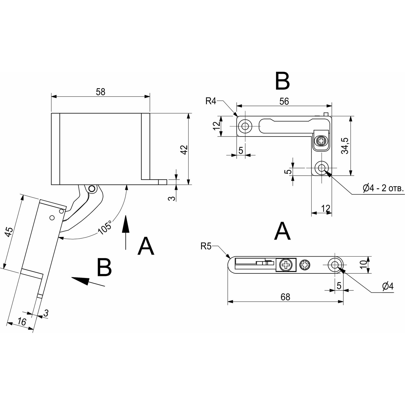Крепление для петли встраиваемой в корпус AKS SMART AKS 91449