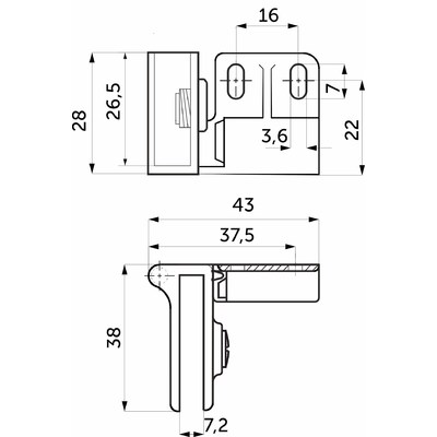 Петля для стекла без доводчика непроходная левая+правая, хром, б/еврошурупа AKS 44743