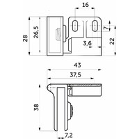 Петля для стекла без доводчика непроходная левая+правая, хром, б/еврошурупа AKS 44743