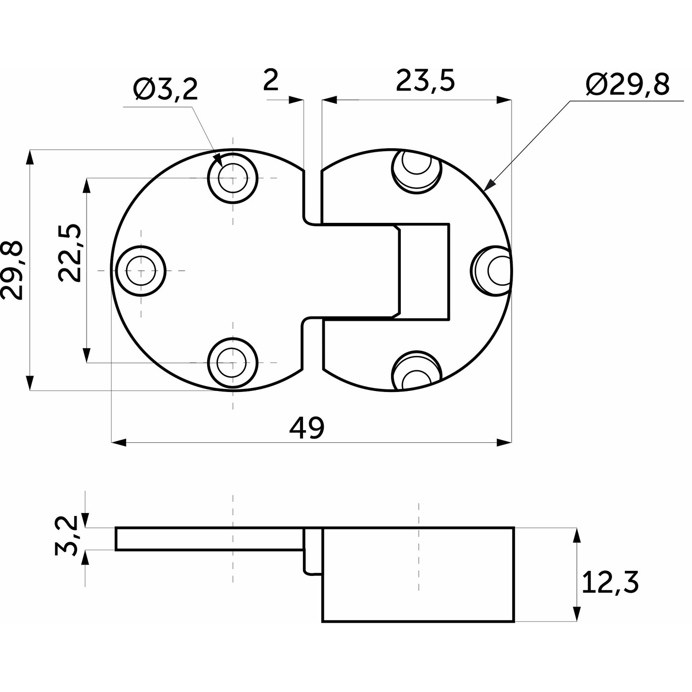 Петля барная без доводчика металл/металл, никель AKS 18839