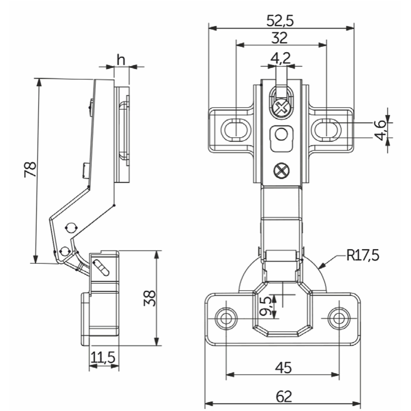 Петля 30*  h2, AKS 11122