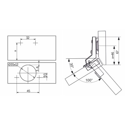 Петля 30*  h2, AKS 11122