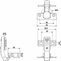Петля 90* для фальшпанелей  h2  48mm, AKS  65657 (альтернатива 23752)