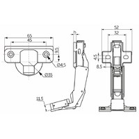 Петля 165* с доводчиком  clipon, AKS 28005 (новый код 105634)