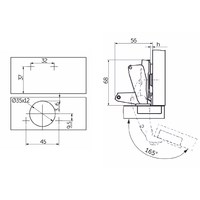Петля 165* с доводчиком  clipon, AKS 28005 (новый код 105634)