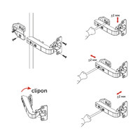 Петля 90° для фальшпанели с доводчиком, h0 с 3D-регулировкой, clipon AKS PLUS 65559