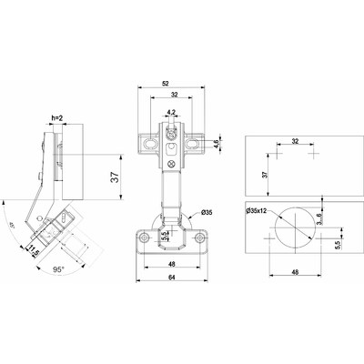 Петля угловая 45°, AKS  84165