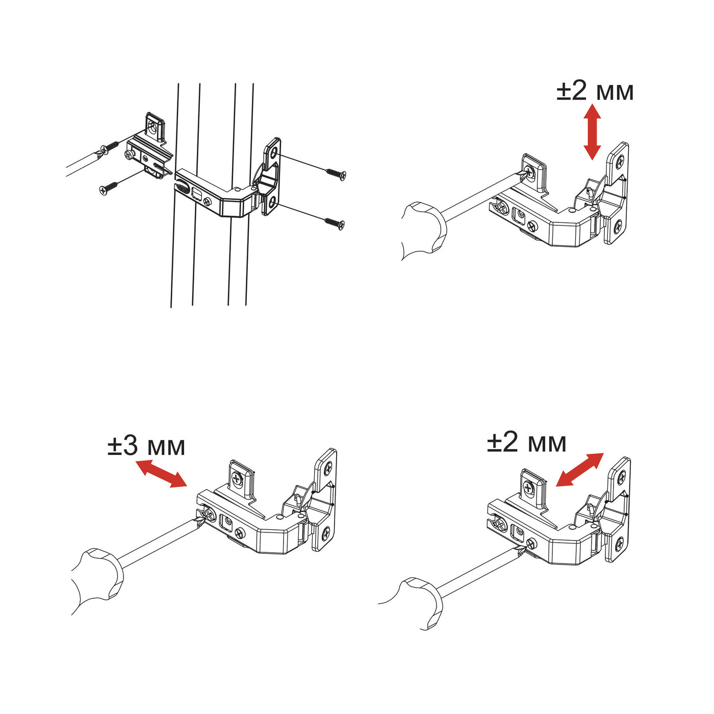 Петля 90*d35 мм с корот. плечом с креплением h6 (с шурупом) AKS 11259