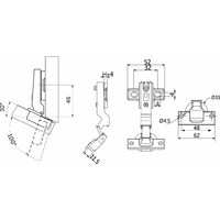 Петля угловая  -30* без доводчика, планка 48мм h4, б/еврошурупа AKS 84168