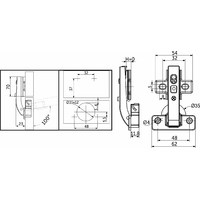 Петля угловая 90° с доводчиком 48мм планка h0 clip-on б/еврошурупа AKS 65659