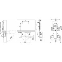 Петля угловая 90* с доводчиком 45мм h0 clipon 3D рег,комплект заглушек с саморезам AKS PRIME 104944