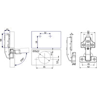 Петля угловая 90* с доводчиком 45мм h0 clip-on комплект заглушек с саморезами AKS PRIME 104945