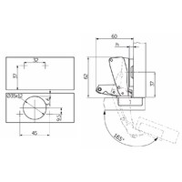 Петля 175*(165*) d45мм с креплением  h2, без еврошурупа AKS 11265