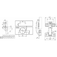 Петля 90* для фальшпанелей с пружиной h2  45mm, AKS 23752 (альтернатива 65657)