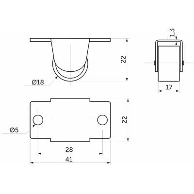Ролик прямоходящий h22 (d-18)  AKS  35646