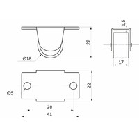 Ролик прямоходящий h22 (d-18)  AKS  35646
