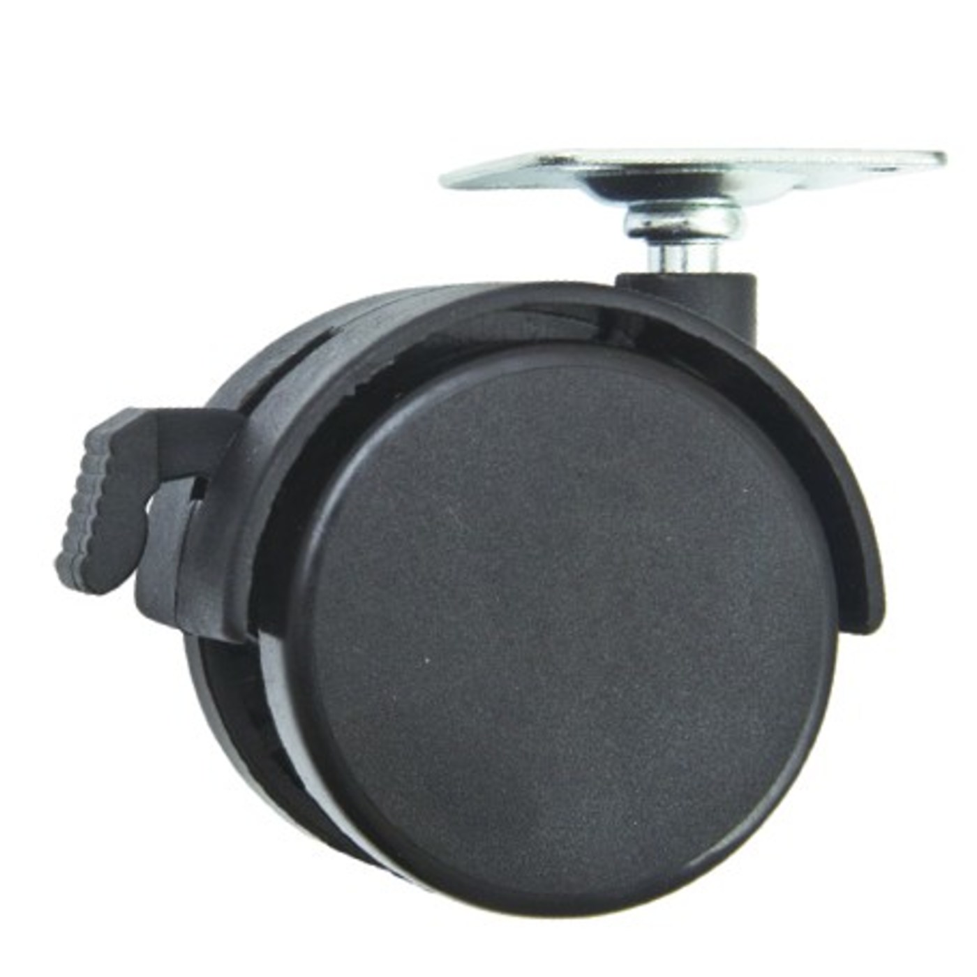 Колесо мебельное КМ-40Н (площадка) с тормозом черное AKS 11084