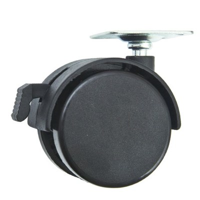 Колесо мебельное d50 с площадкой с тормозом черное AKS 11080