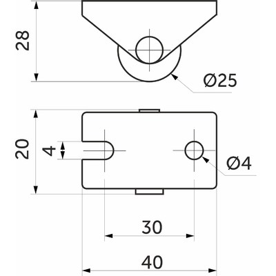 Колесо мебельный d25 h28 прямоходящий, черный AKS 76834