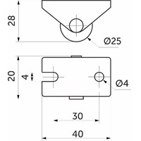 Колесо мебельный d25 h28 прямоходящий, черный AKS 76834
