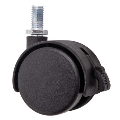 Колесо мебельное d50 мм с винтом М8 с торм.пласт., черный AKS 46315