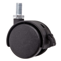 Колесо мебельное d50 мм с винтом М8 с торм.пласт., черный AKS 46315