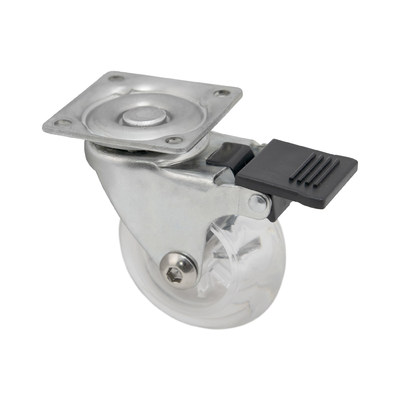 Колесо меб. CRYSTAL/1 d35 h51 с площадкой с торм., прозрачный AKS 75740