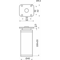 Опора мебельная DAP-77,H100, алюминий AKS  22667