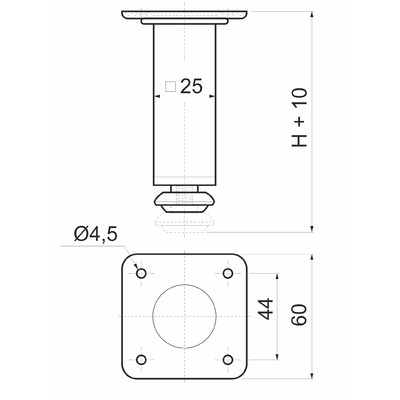 Опора мебельная D-737-3, хром AKS  11050