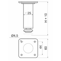 Опора мебельная D-737-3, хром AKS  11050
