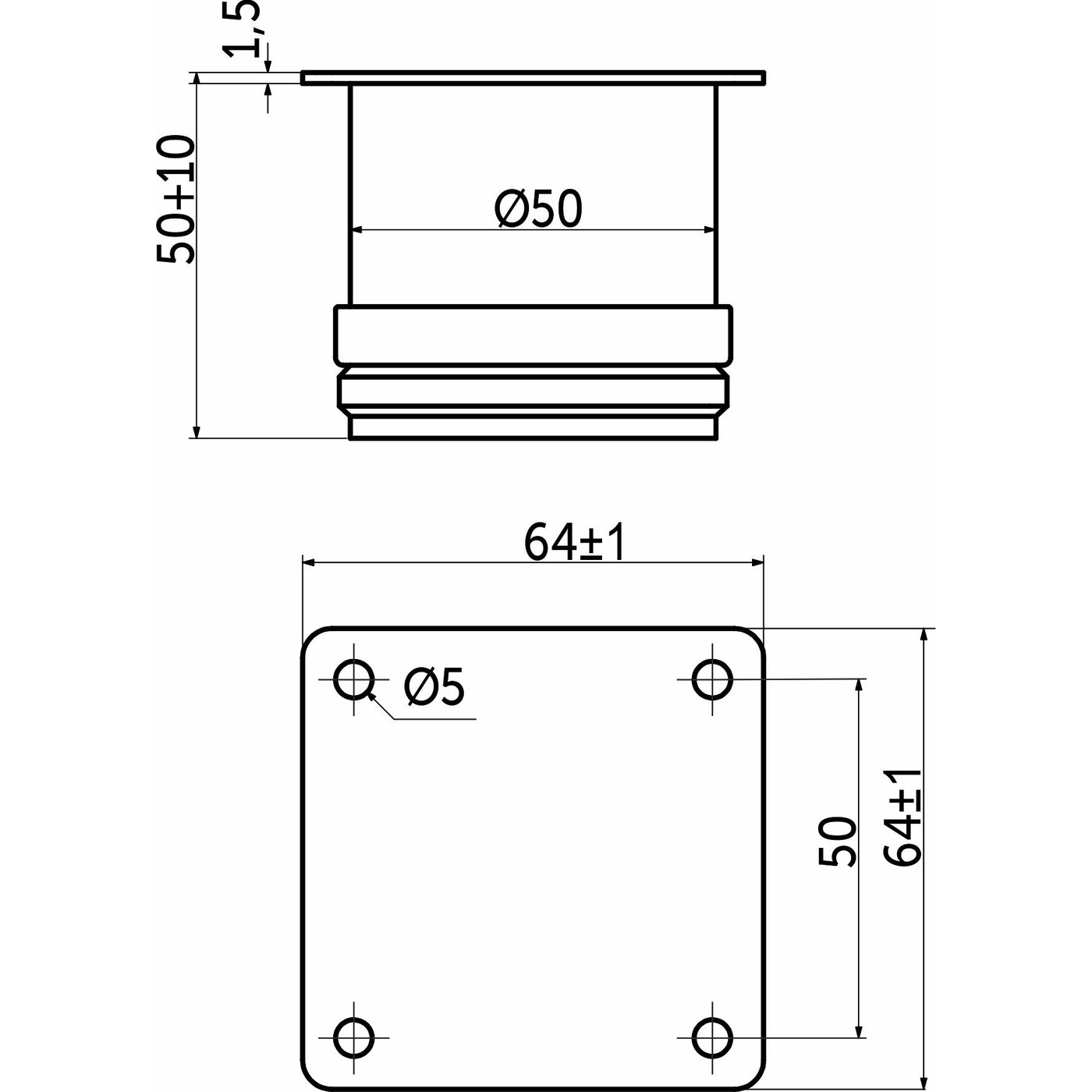 Опора мебельная D-50мм Н-50мм (219), хром AKS  11069