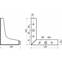 Опора мебельная угловая H100, хром AKS  64750
