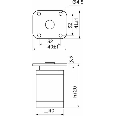 Опора мебельная квадратная DAКP-27, h100, белая AKS  57038