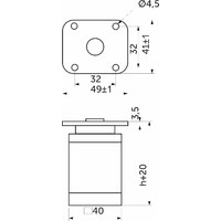 Опора мебельная квадратная DAКP-27, h100, черная AKS  60437