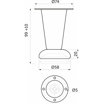Опора мебельная D-780, хром, мин Н100 AKS  64985