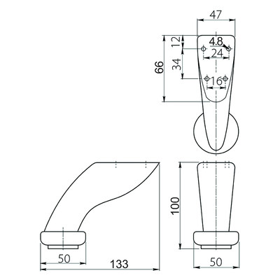 Опора меб. D-712 хром h100 AKS 22644