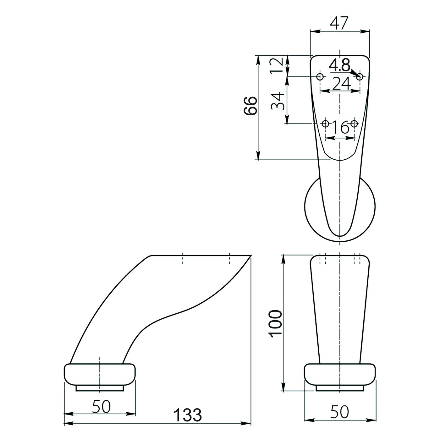 Опора меб. D-712 хром h100 AKS 22644