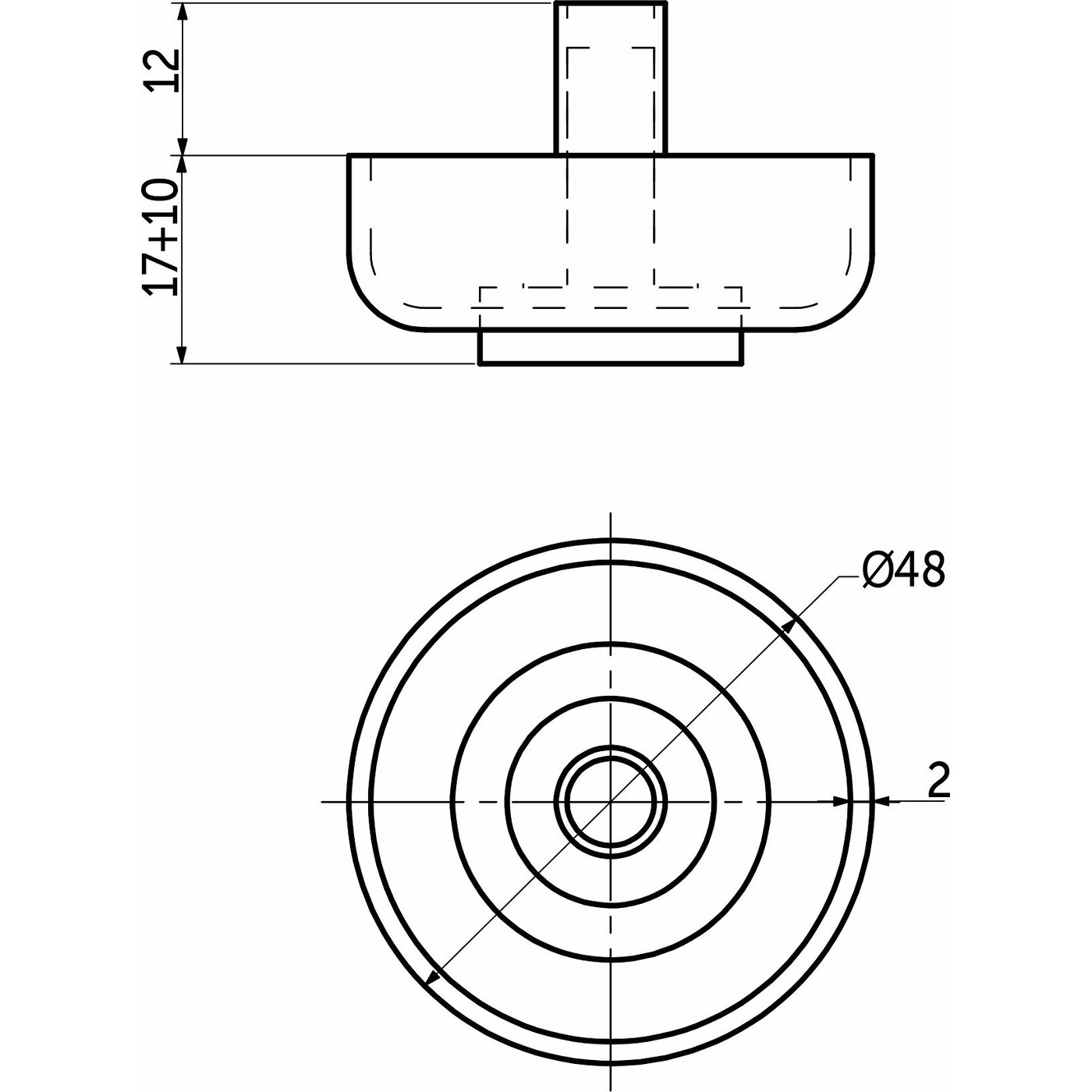 Опора мебельная пластиковая WPJA-22 h17 (25/500шт) AKS 79314