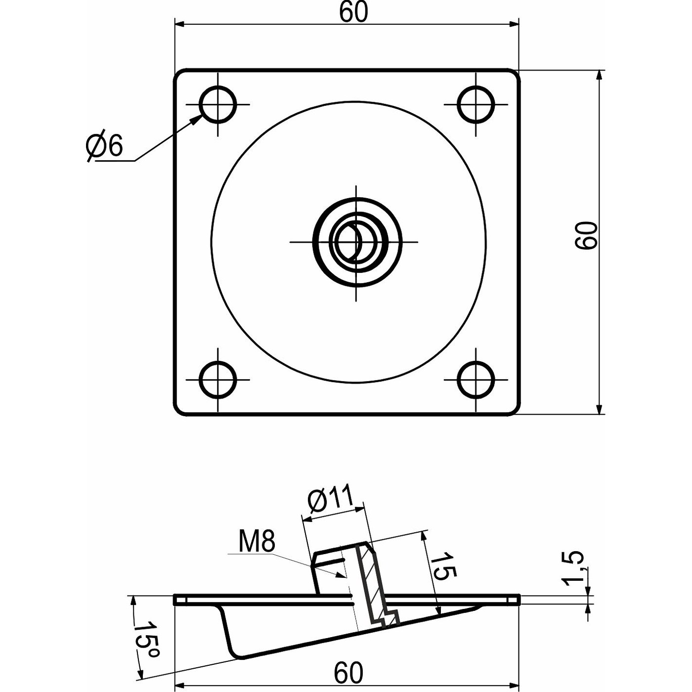 Крепление для опоры под углом OP 089-O AKS  85206